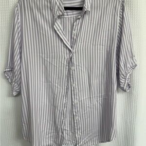 beachlunchlounge Lavender & White Striped Button Down Shirt Size L